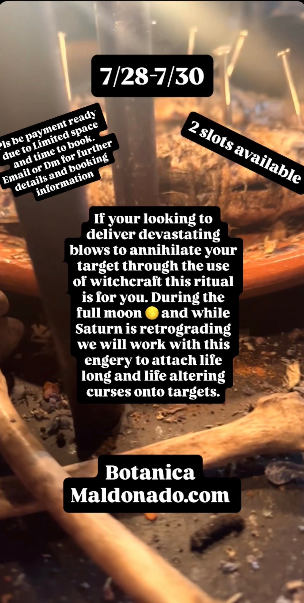 Saturn Retrograde/Full Moon Baneful Rite